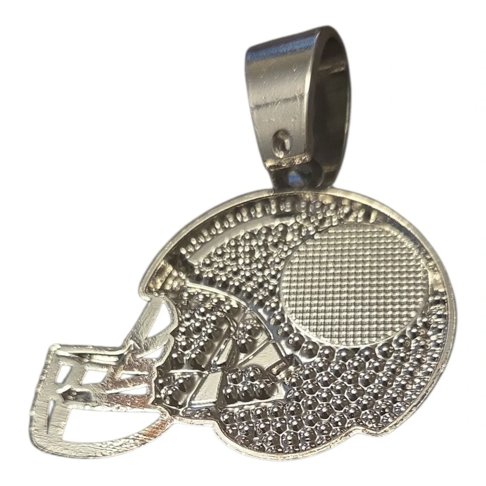 Las Vegas Raiders Iced Out Football Helmet Pendant Silver Tone Fan Jewelry